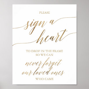 Poster Elegante Caligrafia a Ouro Por Favor Assine um Cor
