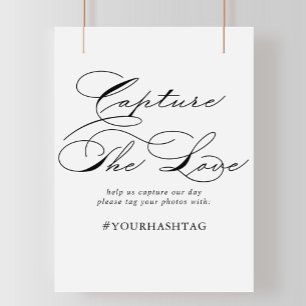 Poster Elegante Caligrafia Capturar o Sinal da Hashtag do