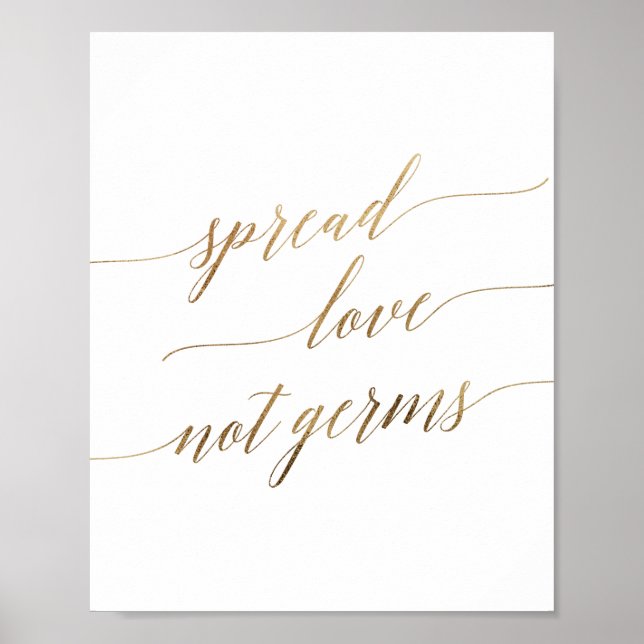Poster Elegante Caligrafia Dourada Espalha Amor Não Germe (Frente)