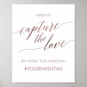 Poster Elegante Caligrafia em Rosa Dourado Capture O Amor