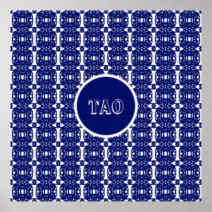 Poster Elegante Caligrafia Tao Azul-Navy e Branco