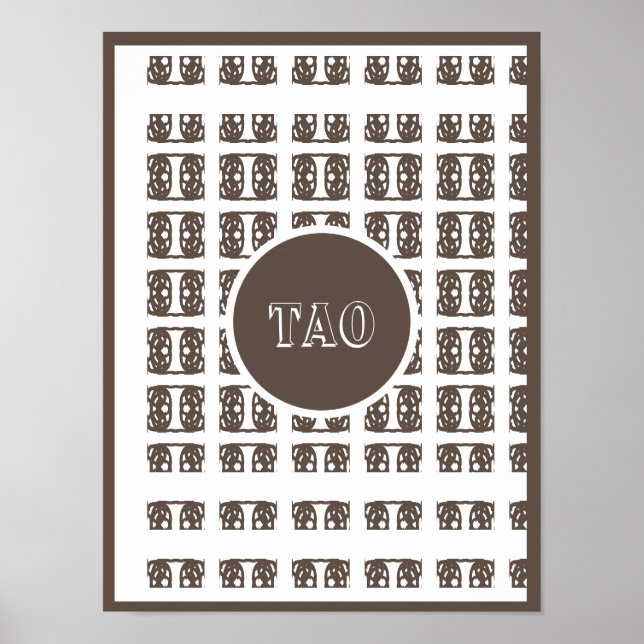 Poster Elegante Caligrafia Tao Marrom e Branco (Frente)