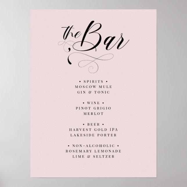 Poster Elegante Calliografia Classic Wedding Menu Poste (Frente)