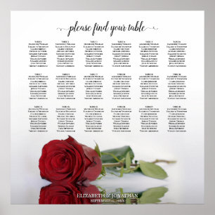 Poster Elegante Carta de Assentos de Casamento com Mesa 1