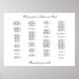 Poster Elegante Carta de Assentos de Casamento em Ordem A