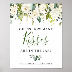 Poster Elegante Cartaz de Sinal de Flores de Rosas Branca