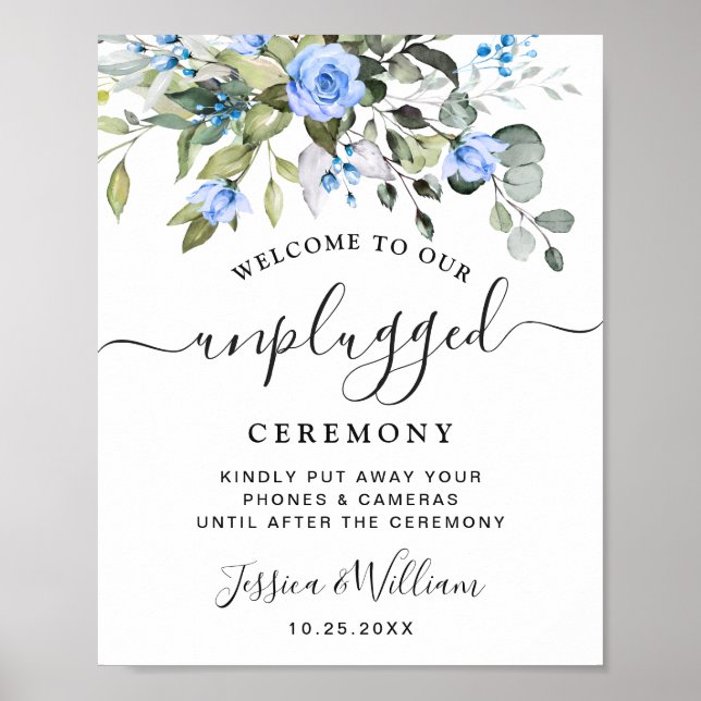 Poster Elegante Cerimônia de Casamento Unplugado Eucalypt (Frente)