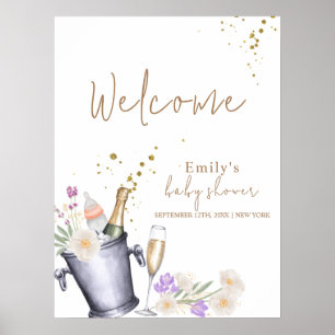 Poster Elegante Chá de fraldas de Garrafa de Champanhe Be