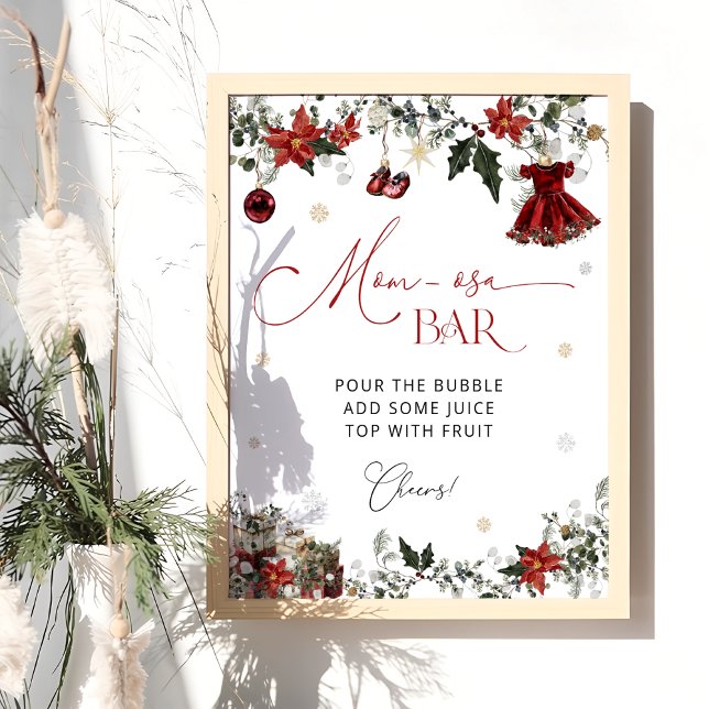 Poster Elegante Chá de fraldas de Winter Girl Momosa Bar (Criador carregado)