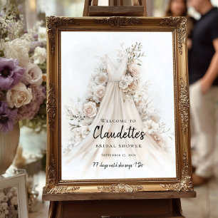 Poster Elegante Chá de panela floral bem-vindo