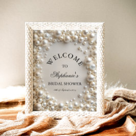 Poster Elegante Chá de panela Pastel Pearls de Boas-vinda