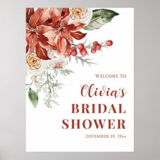 Poster Elegante Chá de panela Red Greenery de inverno bem