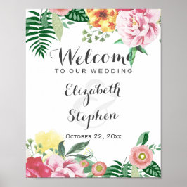 Poster Elegante Chic Watercolor - Sinal de Casamento Flor