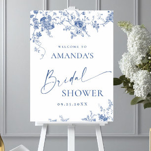 Poster Elegante Chuva de Noiva Floral Vitoriana BEM-VINDO