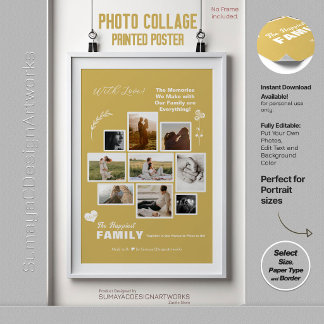Poster Elegante Colagem de Fotos Verticais para Família e