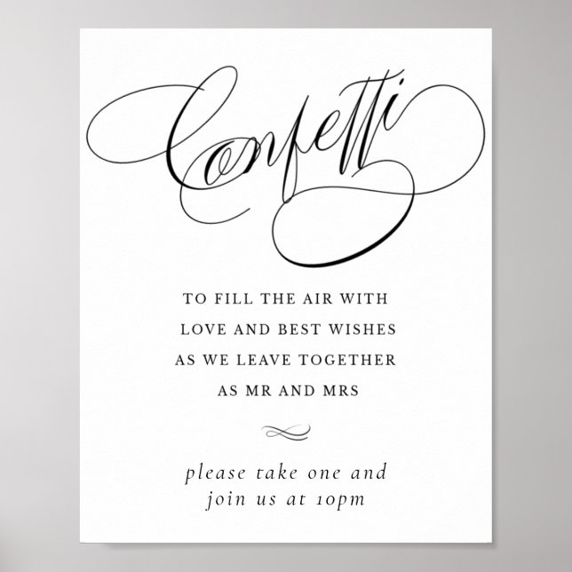 Poster Elegante Confetti Black Calliografia | Favorecer a (Frente)