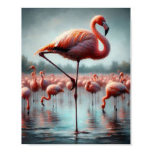 Elegante, cor-de-rosa, deco de parede Flamingo