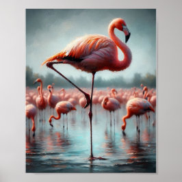 Poster Elegante, cor-de-rosa, deco de parede Flamingo