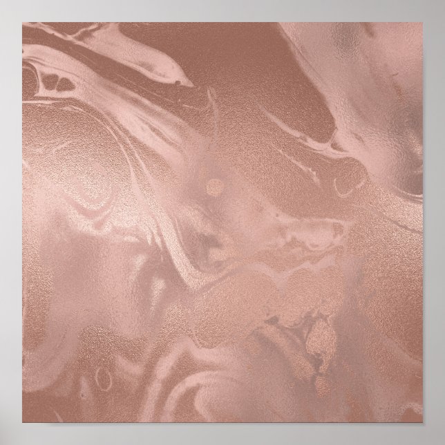 Poster Elegante de rosa de cobre de ouro moderno (Frente)