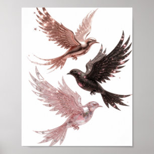 Poster Elegante Design de TRÊS PÁSSAROS ABENÇOADOS em Pra