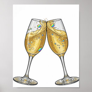 Poster Elegante Design Moderno CHEERS Prata