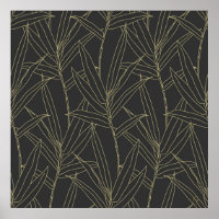 Elegante dourado de folhagem de bambu design