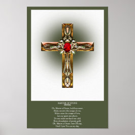 Poster Elegante Dourado e Ruby Cross