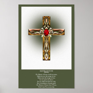 Poster Elegante Dourado e Ruby Cross