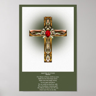 Poster Elegante Dourado e Ruby Cross