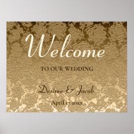 Poster Elegante Dourado Floral Moderno Bem-Vindo Ao Nosso