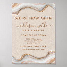 Poster Elegante Dourado Glitter Marble Agate Modern Busin