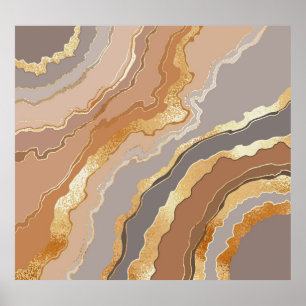 Poster Elegante Dourado Marble: Fundo Estilizado.
