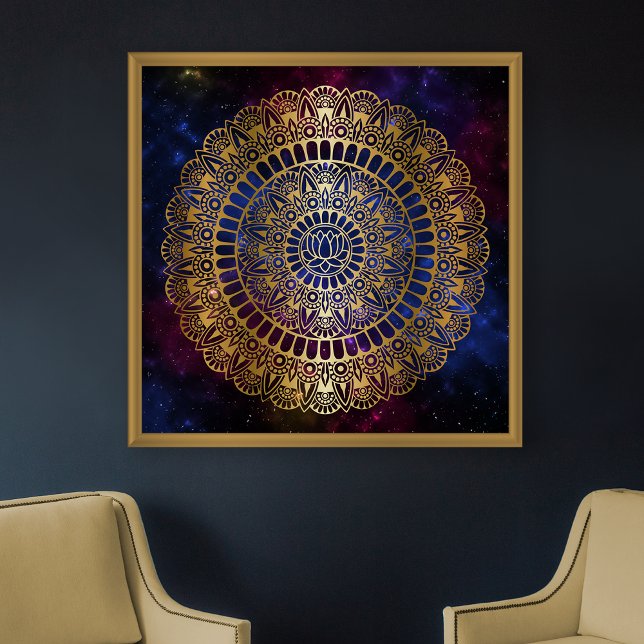 Poster Elegante Dourado na Nebulosa Escura Lotus Henna Ma (Criador carregado)