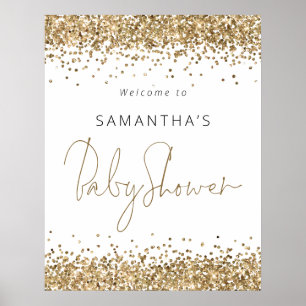 Poster Elegante Dourado Script Glitter Bem-vindo ao Chá d