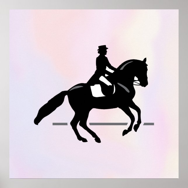 Poster Elegante Dressage Rider em um Fundo de Aquarela (Frente)