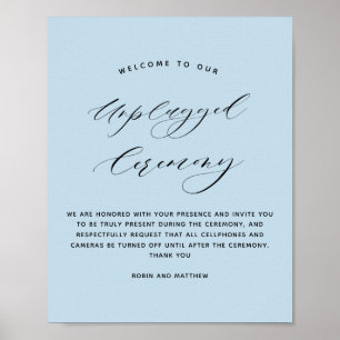 Poster Elegante Dusty Blue Ceremony Sinal de Casamento