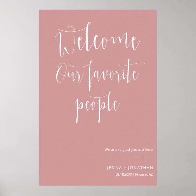 Poster Elegante Dusty Pink - Sinal de Cerimônia de Boas-v (Frente)