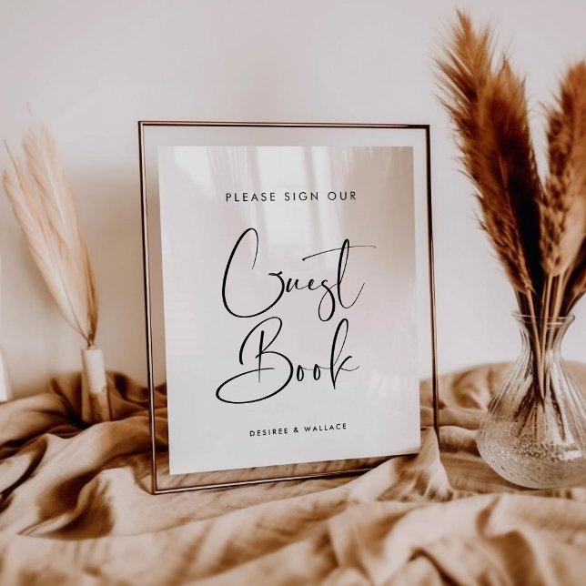 Poster Elegante e moderno assine nosso sinal de casamento (Criador carregado)