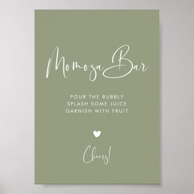 Poster Elegante e moderno Sage Green Momosa bar (Frente)