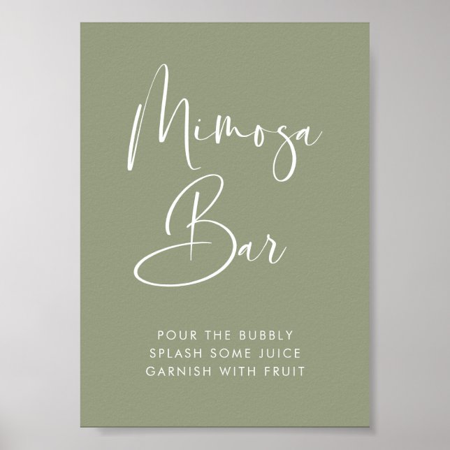 Poster Elegante e moderno Sage Verde Mimosa bar (Frente)