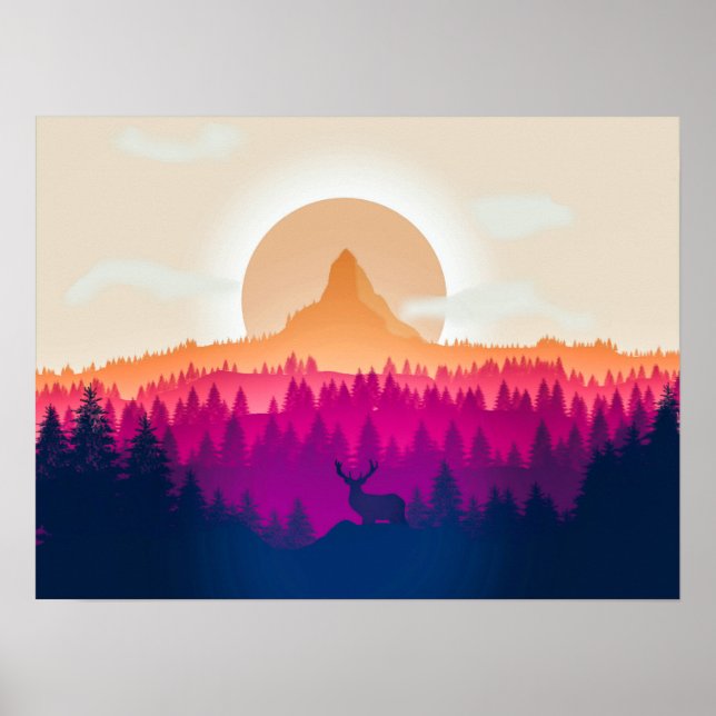 Poster Elegante Eclipse Landscape Trabalho de arte | POST (Frente)