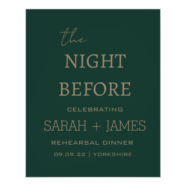 Pôster Elegante Esmeralda na Véspera do Jantar de Rehears (Frente)