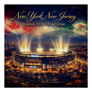 Pôster Elegante Estádio de Nova York Hospeda Copa do Mund