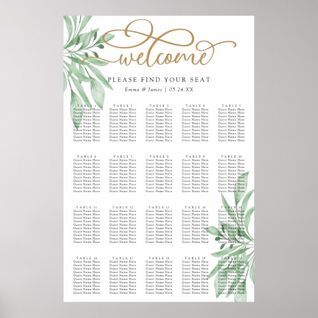 Poster Elegante Eucalyptus Greenery Casamento Gráfico (Frente)