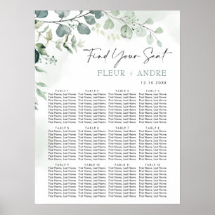 Poster Elegante Eucalyptus Greenery Casamento Gráfico