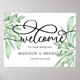 Poster Elegante Eucalyptus Greenery Sinal de Boas-vindas
