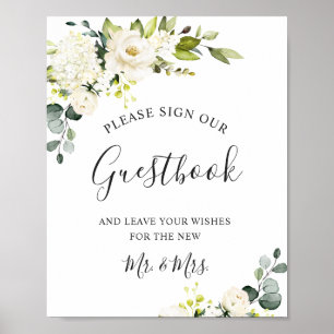 Poster Elegante Eucalyptus Weding Sign Our Guestbook