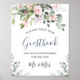 Poster Elegante Eucalyptus Weding Sign Our Guestbook