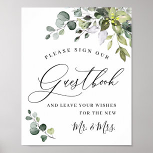Poster Elegante Eucalyptus Weding Sign Our Guestbook