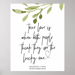 Poster Elegante Eucalyptus Weding True Love Bem-Vindo
